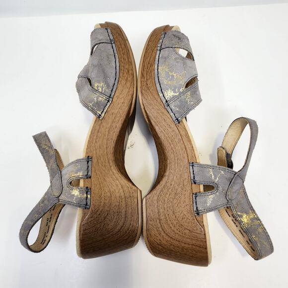 Dansko Season Stone Gray Metallic Leather Sandals Size 42 US 11.5 Comfort Shoes - Picture 7 of 8